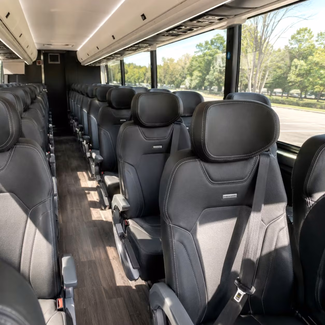 waco charter bus rental interior